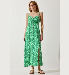Снимка на Happiness İstanbul Women's Green Strap Patterned Viscose Dress