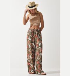 Снимка на Happiness İstanbul Women's Khaki Tile Patterned Flowing Viscose Palazzo Trousers