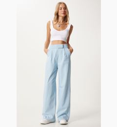 Снимка на Happiness İstanbul Women's Light Blue Waist Velcro Comfort Palazzo Pants
