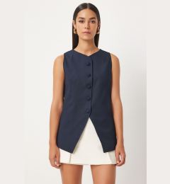 Снимка на Happiness İstanbul Women's Navy Blue Sleeveless Woven Vest