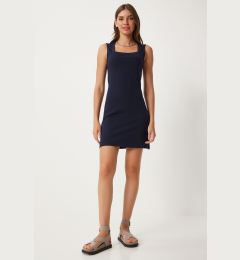 Снимка на Happiness İstanbul Women's Navy Blue Square Neck Thick Strap Knitted Dress