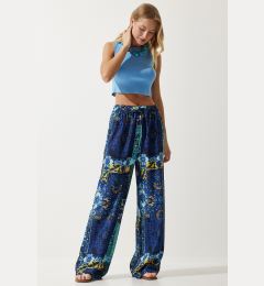Снимка на Happiness İstanbul Women's Navy Light Blue Patterned Draped Viscose Palazzo Trousers