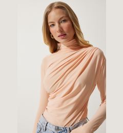 Снимка на Happiness İstanbul Women's Peach Ruffle Detailed High Collar Sandy Blouse