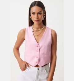 Снимка на Happiness İstanbul Women's Pink Linen Short Vest