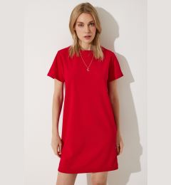 Снимка на Happiness İstanbul Women's Red Crew Neck Basic Crepe Dress