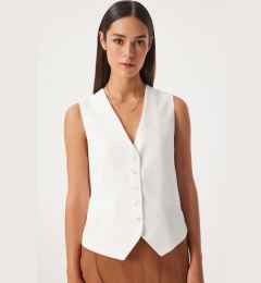 Снимка на Happiness İstanbul Women's White Button-Closed Linen Vest