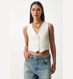 Снимка на Happiness İstanbul Women's White Linen Short Vest