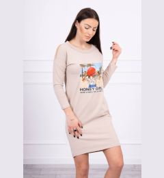 Снимка на Honey girl beige print dress