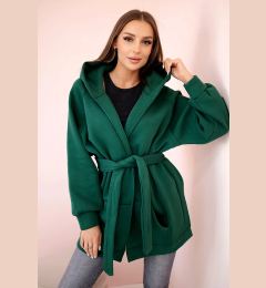 Снимка на Insulated cape with waist tie dark green
