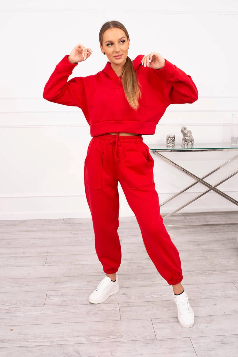 Снимка на Insulated set with a short red sweatshirt