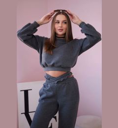 Снимка на Insulated set with short sweatshirt made of graphite