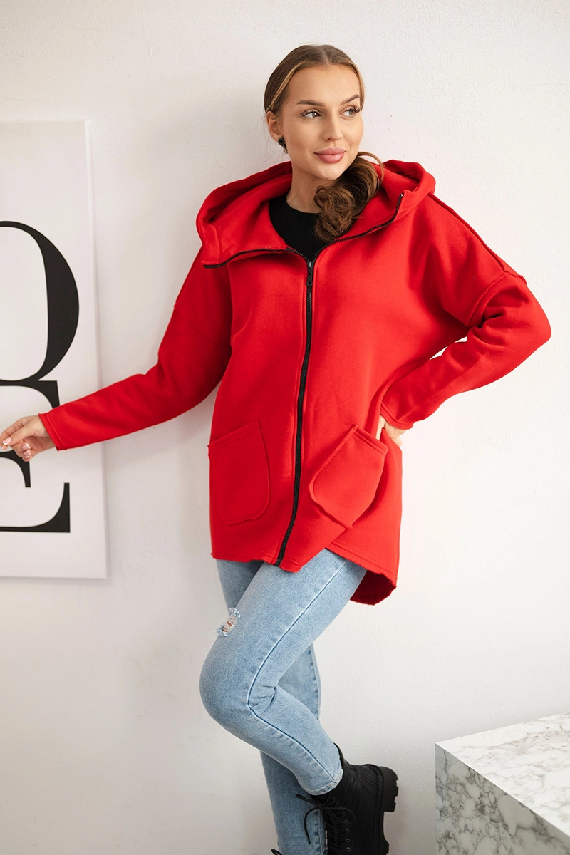 Снимка на Insulated sweatshirt with a longer back and red pockets