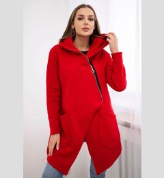 Снимка на Insulated sweatshirt with asymmetrical zipper in red color