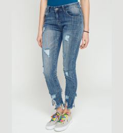 Снимка на Jeans with tears and decorative zipper blue