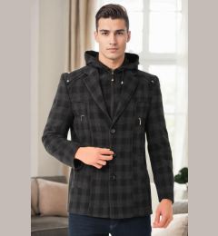 Снимка на K7532 DEWBERRY MEN'S COAT-PLAID BLACK-1