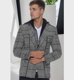 Снимка на K7535 DEWBERRY MEN'S COAT-LIGHT PLAID BLACK
