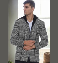 Снимка на K7535 DEWBERRY MEN'S COAT-PLAID BLACK-1