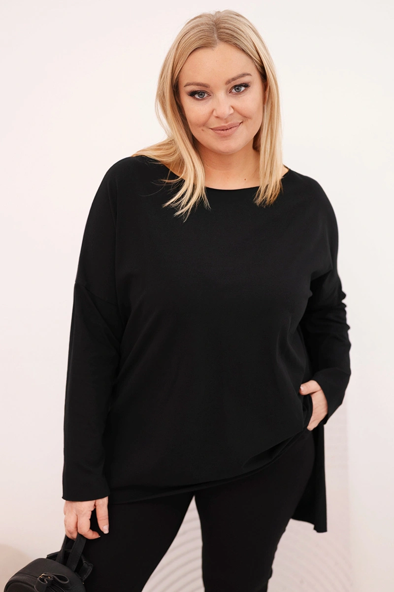 Снимка на Kesi Asymmetrical Plus Size women's blouse with long sleeves black