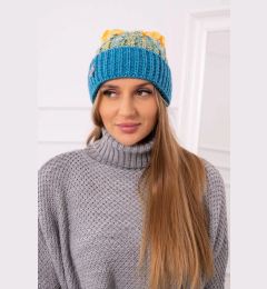 Снимка на Kesi Cap with a pompom Abigail K326 turquoise+yellow