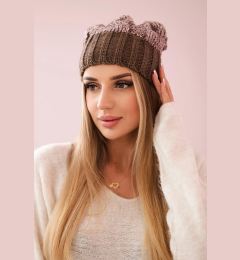 Снимка на Kesi Cap with fleece Paryż K213 brown + powdered pink