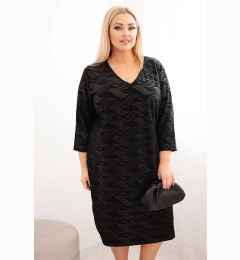 Снимка на Kesi Plus Size women's georgette dress with a V-neck black