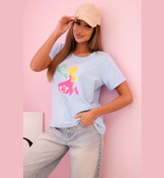 Снимка на Kesi Women's cotton short-sleeve blouse with a colorful print blue