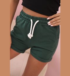 Снимка на Kesi Women's cotton shorts with elastic and tie at the waist dark green