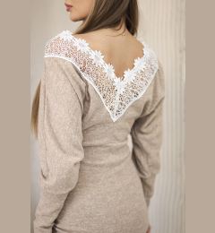 Снимка на Kesi Women's dress with 3/4 sleeves and lace on the back camel
