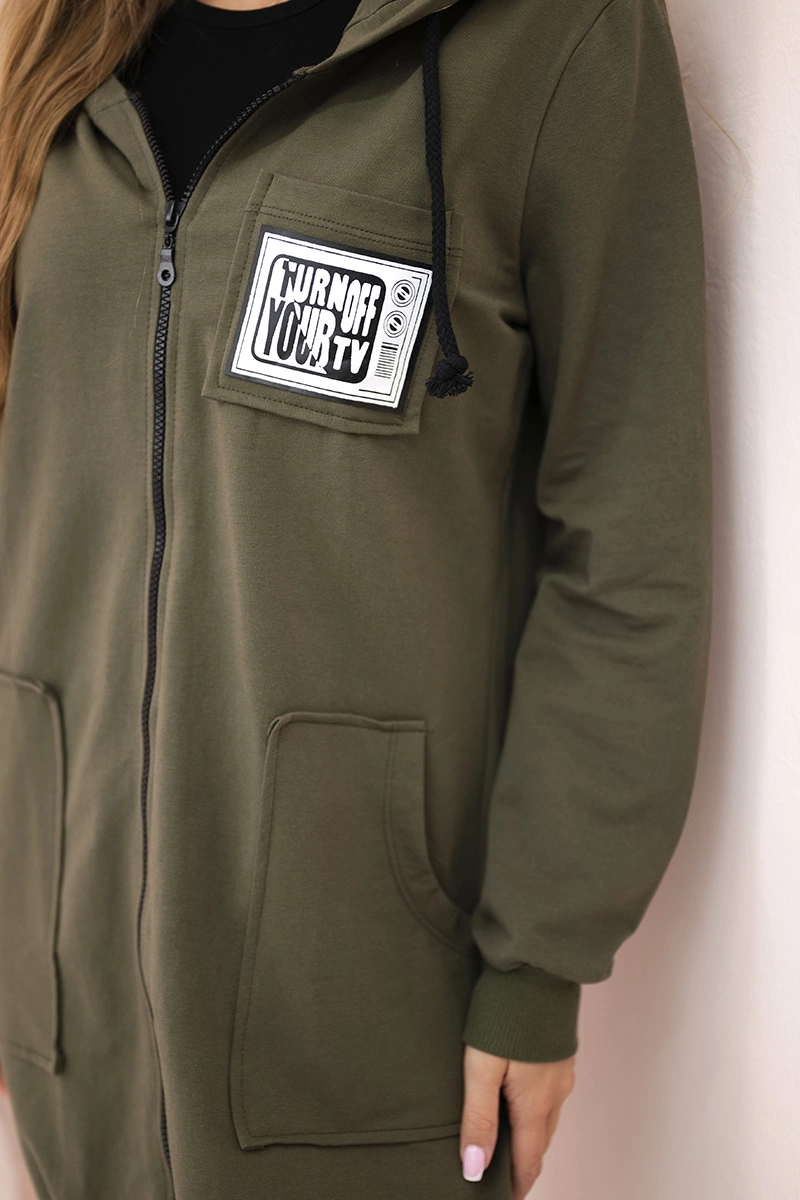 Снимка на Kesi Women's longer sweatshirt with hood and zipper khaki