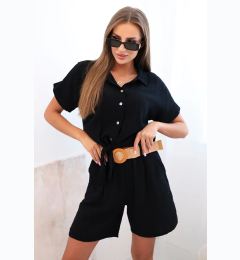 Снимка на Kesi Women's muslin set with tied shirt and belted shorts black