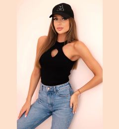Снимка на Kesi Women's sleeveless blouse with a cutout and decorative buckle black