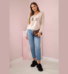 Снимка на Kesi Women's sweatshirt with a sequin inscription beige