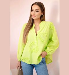 Снимка на Kesi Włoski Cotton shirt blouse with hearts Pistachio