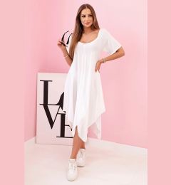 Снимка на Kesi Włoski Damenkleid aus Viskose mit kurzen Ärmeln und ausgestelltem Saum white