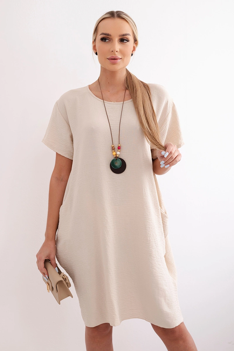 Снимка на Kesi Włoski Dress with pockets and pendant dark beige