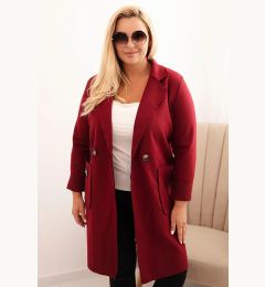 Снимка на Kesi Włoski Elegant Plus Size women's coat with a collar and large pockets burgundy