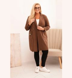 Снимка на Kesi Włoski Elegant Plus Size women's coat with a collar and large pockets fango