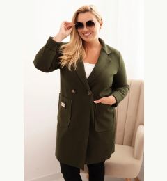 Снимка на Kesi Włoski Elegant Plus Size women's coat with a collar and large pockets khaki