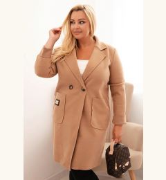 Снимка на Kesi Włoski Elegant women's Plus Size coat with a collar and large pockets camel