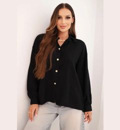 Снимка на Kesi Włoski Elegant women's shirt made of viscose with decorative buttons black