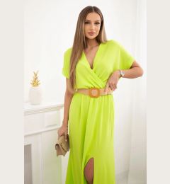 Снимка на Kesi Włoski Long dress with a decorative belt neon green