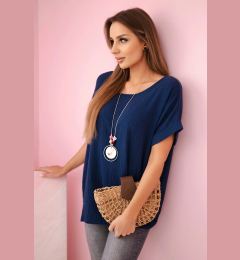 Снимка на Kesi Włoski Muslin blouse with a necklace navy blue