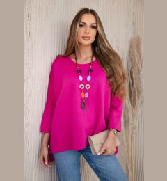 Снимка на Kesi Włoski Oversize blouse with necklace buttery fabric fuchsia