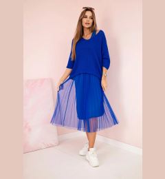 Снимка на Kesi Włoski Pleated dress with an openwork sweater cornflower blue