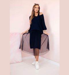 Снимка на Kesi Włoski Pleated dress with an openwork sweater navy blue