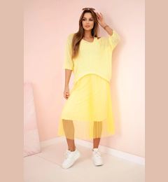 Снимка на Kesi Włoski Pleated dress with an openwork sweater yellow