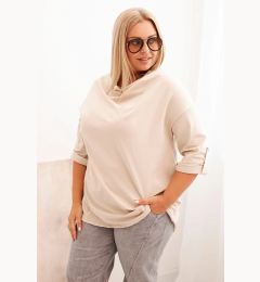 Снимка на Kesi Włoski Plus Size women's blouse with cotton in a loose fit and a water neckline beige