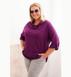 Снимка на Kesi Włoski Plus Size women's blouse with cotton in a loose fit with a water neckline dark purple