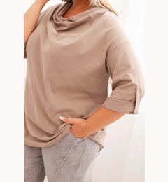 Снимка на Kesi Włoski Plus Size women's blouse with cotton in a loose fit with a water neckline fango