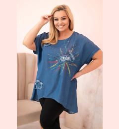 Снимка на Kesi Włoski Plus Size women's blouse with patches denim